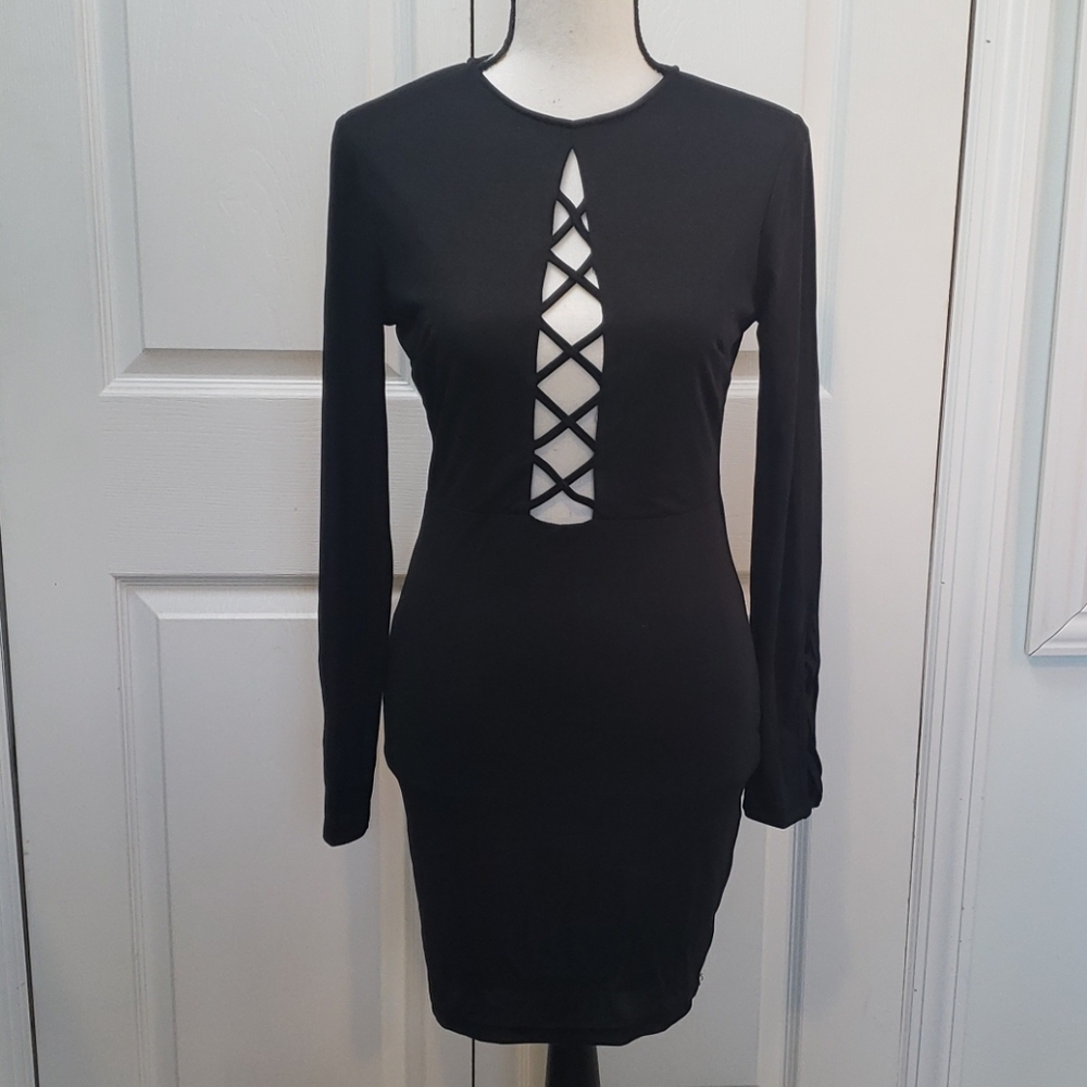 Privy Black Lace Inset Dress